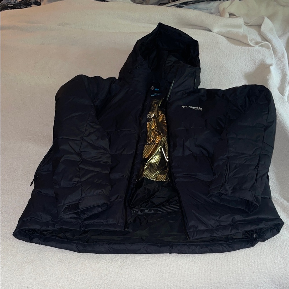 Columbia Black Hooded Jacket Puffer 550 fill